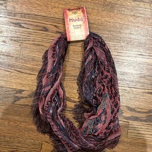Mudd Women's Scarf in Red and Black with Intricate Patterns
